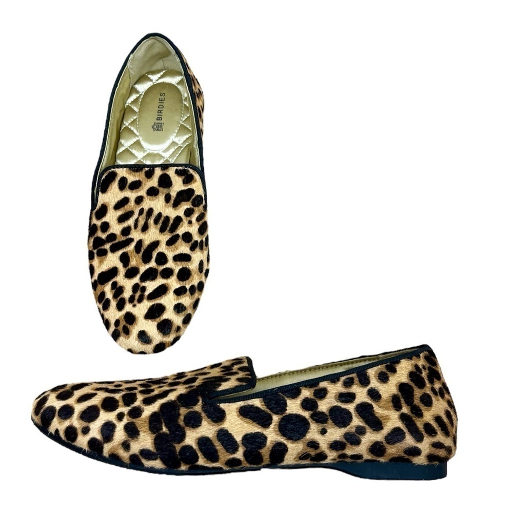 NWOB Birdies The Starling Cheetah Calf Hair Classic Loafers Size 5